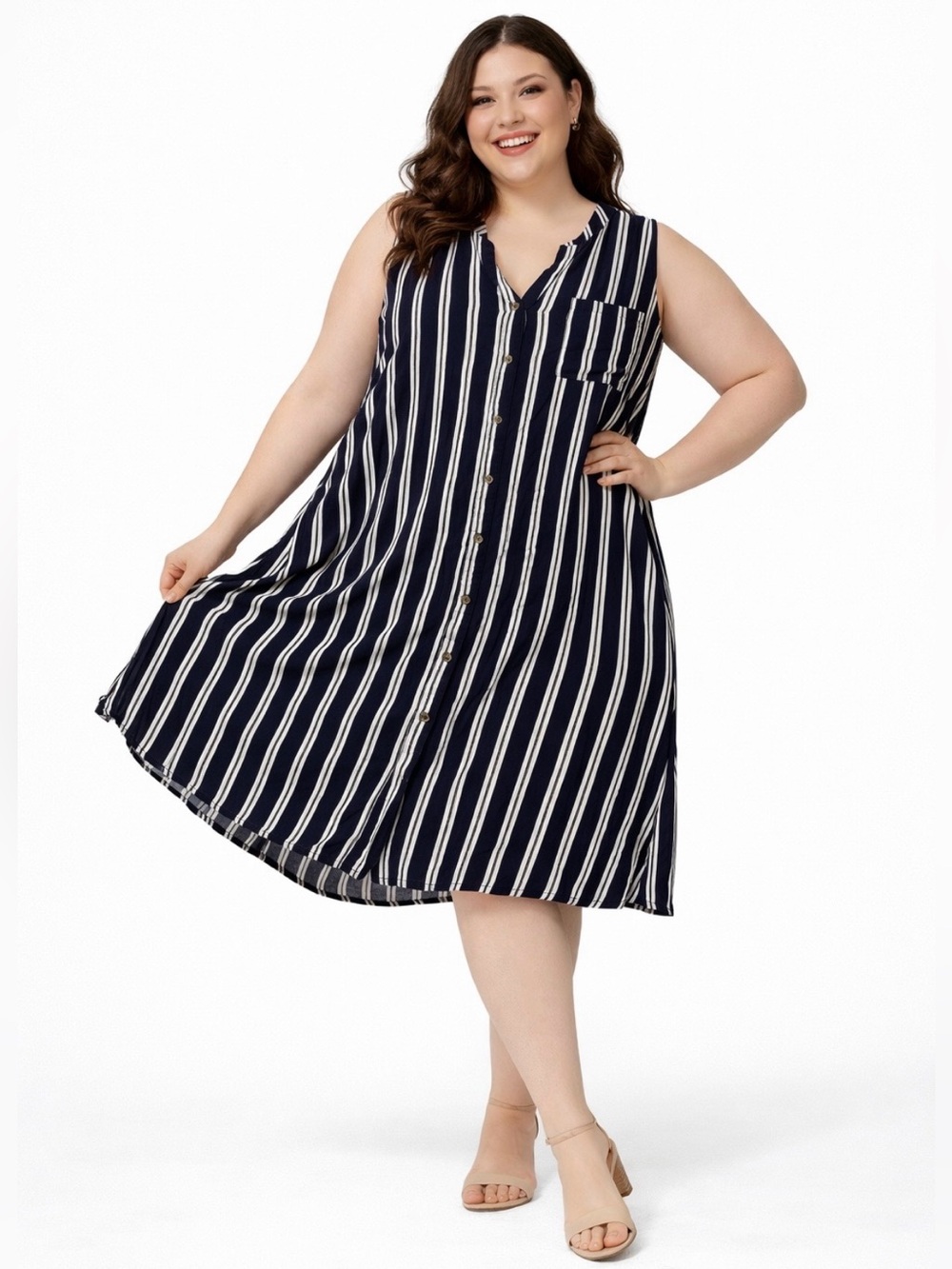 Navy and White Striped Dress J for Justify